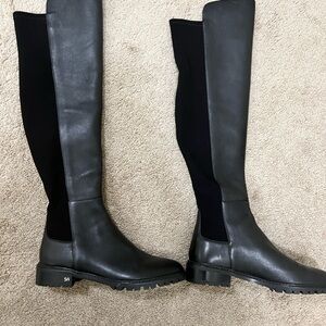 Stylish Black Leather Knee-High Boots